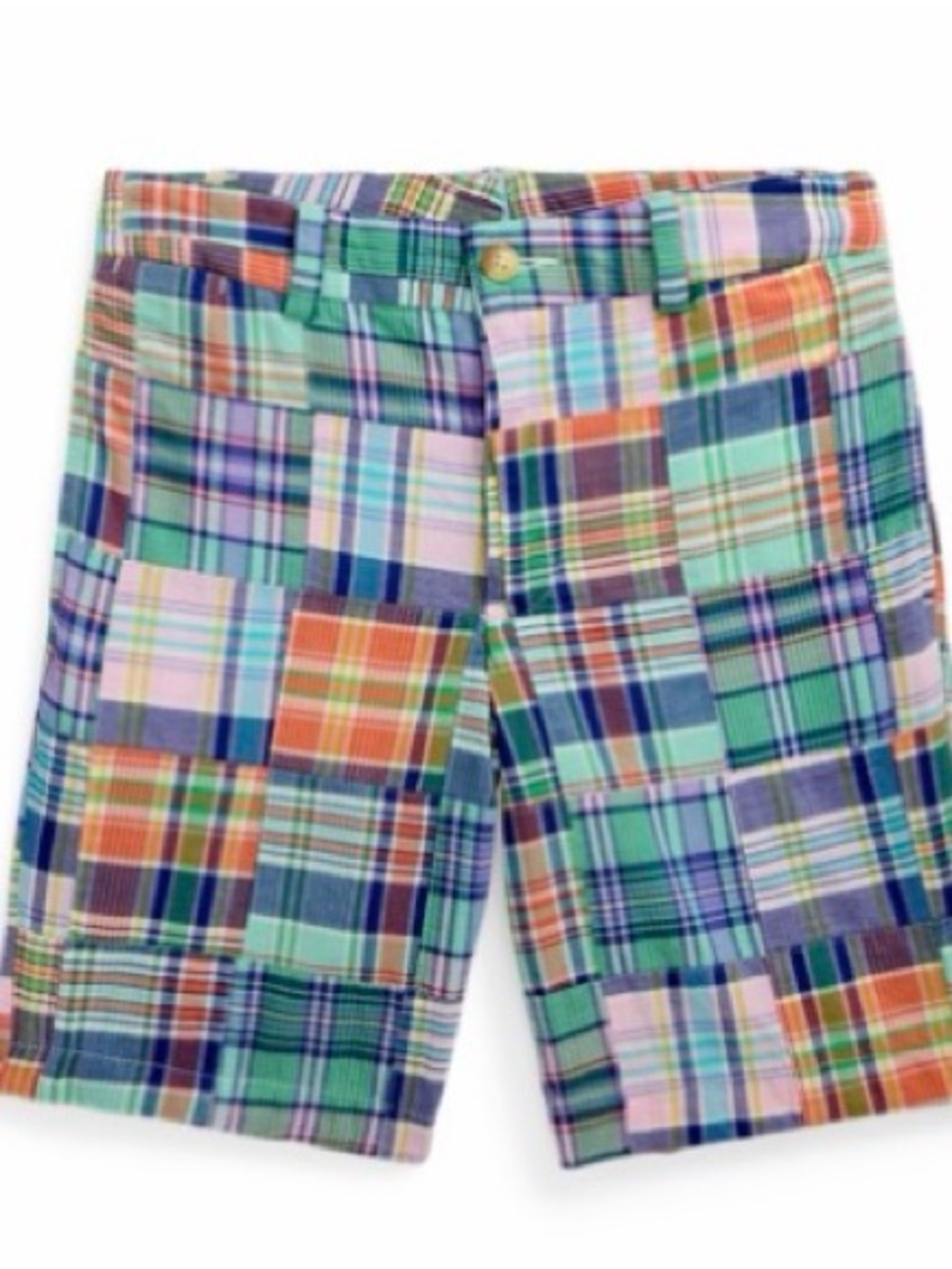 Polo by Ralph Lauren Boy’s Patchwork Madras Shorts - Green Blue Orange